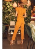 Elegant jumpsuit with a mustard collar FG573 - Online store - Boutique